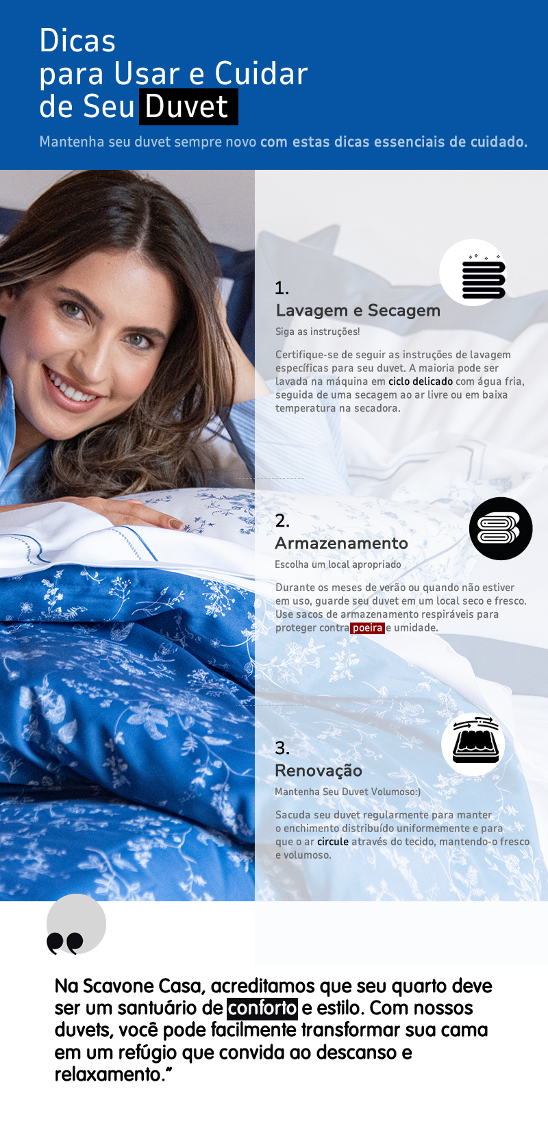 Infográfico: Dicas para Usar e Cuidar de Seu Duvet