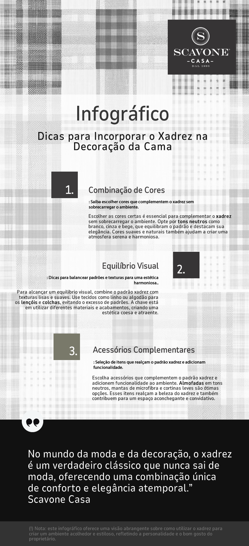 Infográfico: Dicas para Incorporar o Xadrez na Decoração da Cama